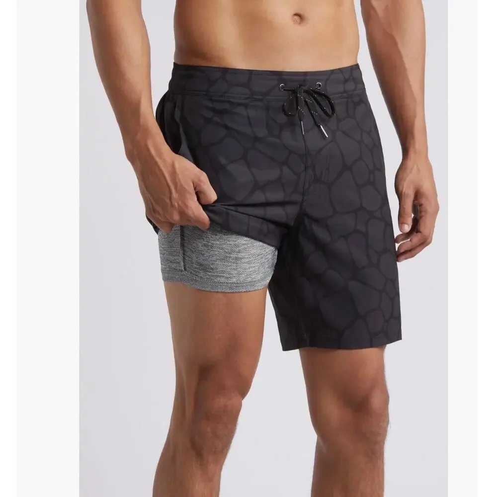 Fair Harbor Shorts Mens XXL Black Pebbles Ozone Water Repellent Board Athletic